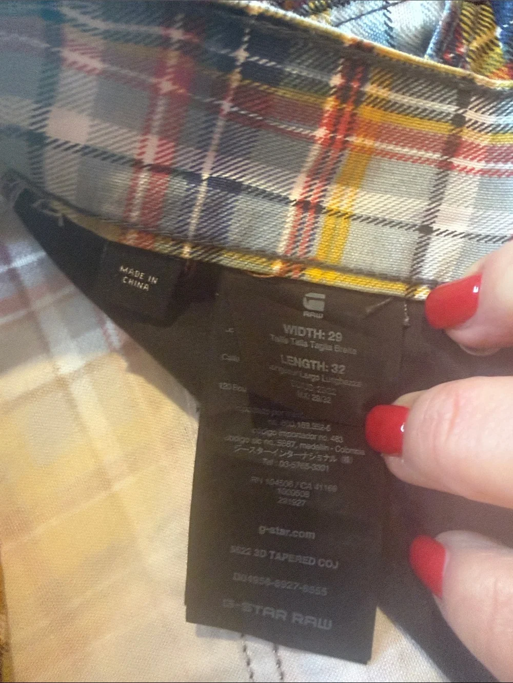 RAW Yellow Plaid Shorts 3d tapered - Picture 3 of 9